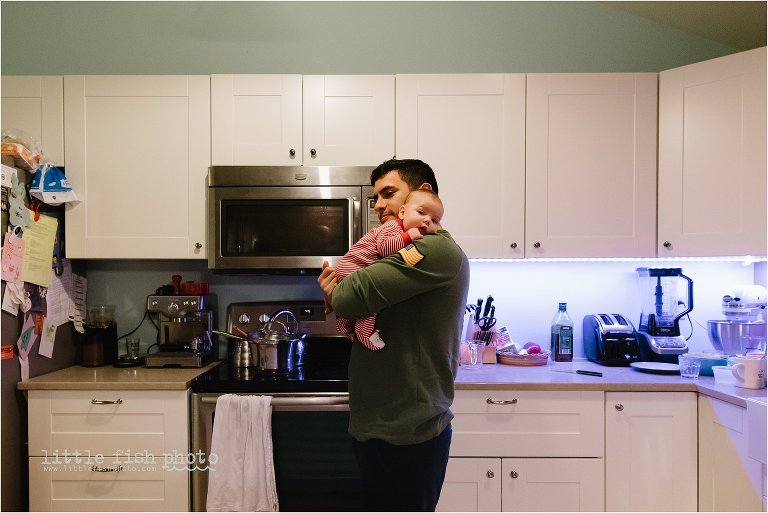 man holds baby in pajamas - Poulsbo Documentary Family Photography