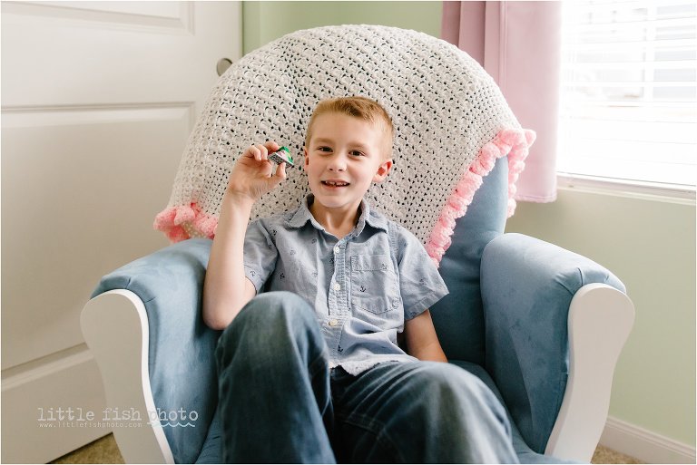 boy in rocking chair with legos - Poulsbo Lifestyle Family Photographer