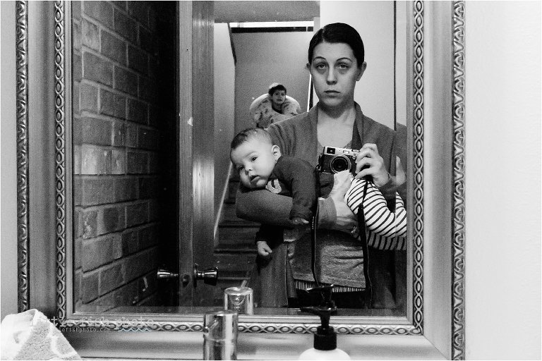 mirror self portrait with baby