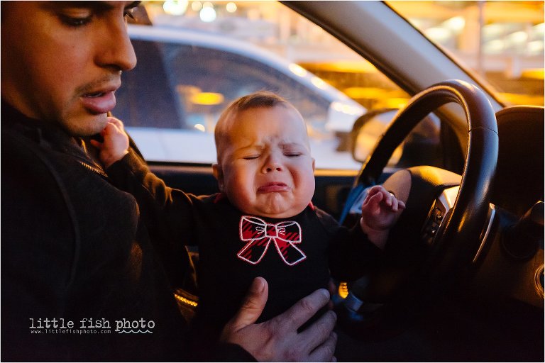 angry baby in car