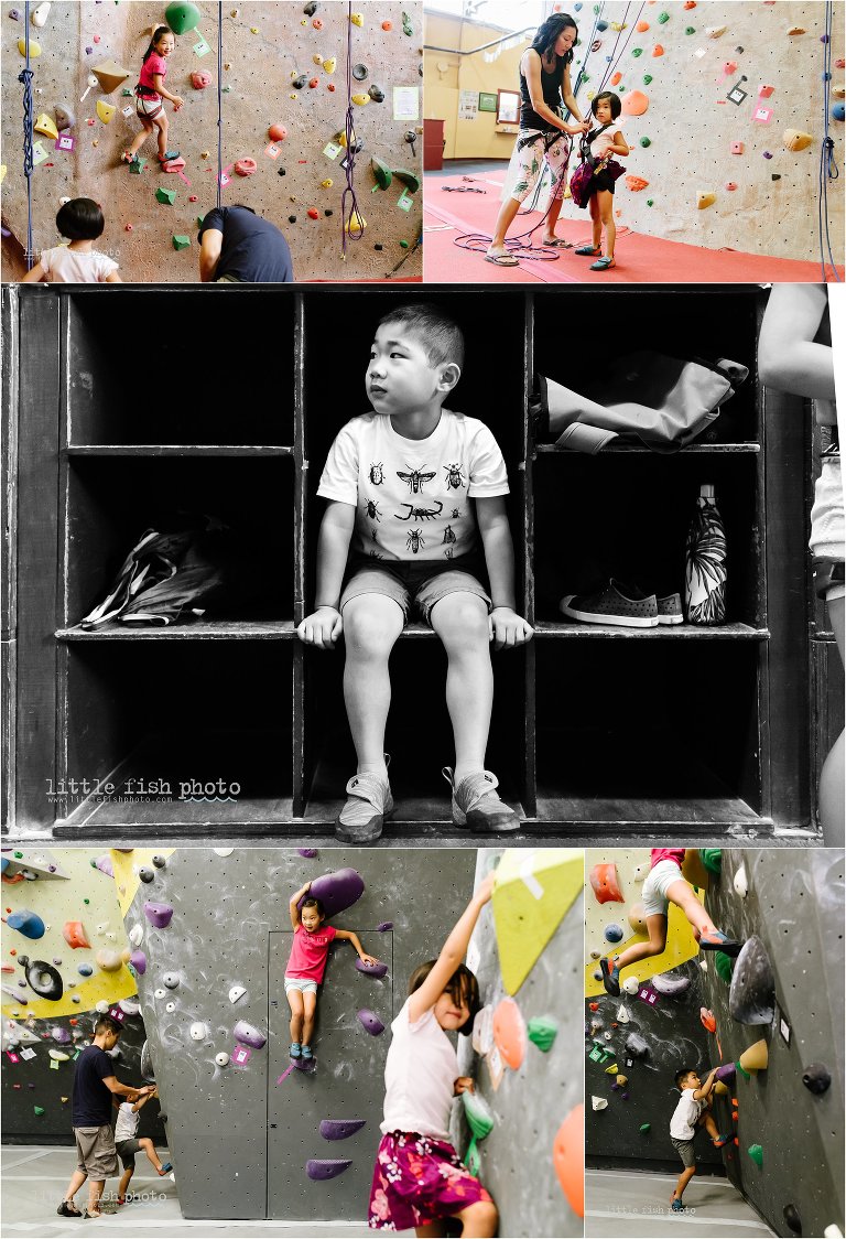 family at rock climbing gym - Seattle Documentary Family Photographer