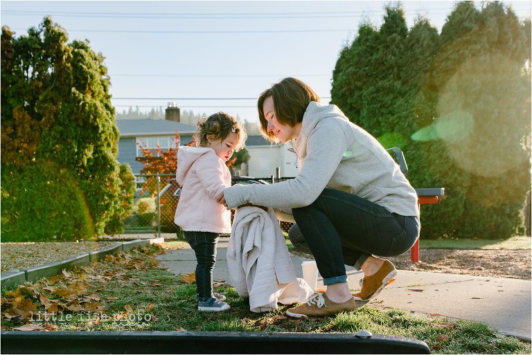 mother tends to daughter after fall - Kitsap Documentary Family Photographer