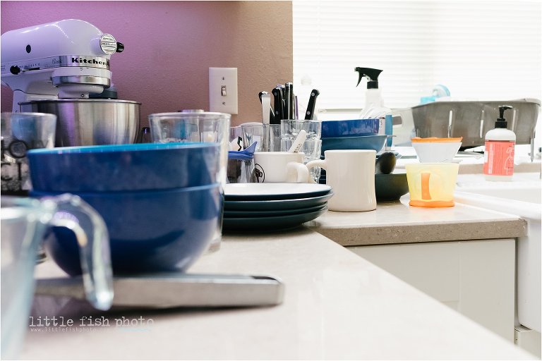 dishes on counter - Documentary Family Photography