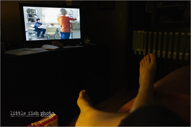 watching TV late at night - Documentary Family Photography