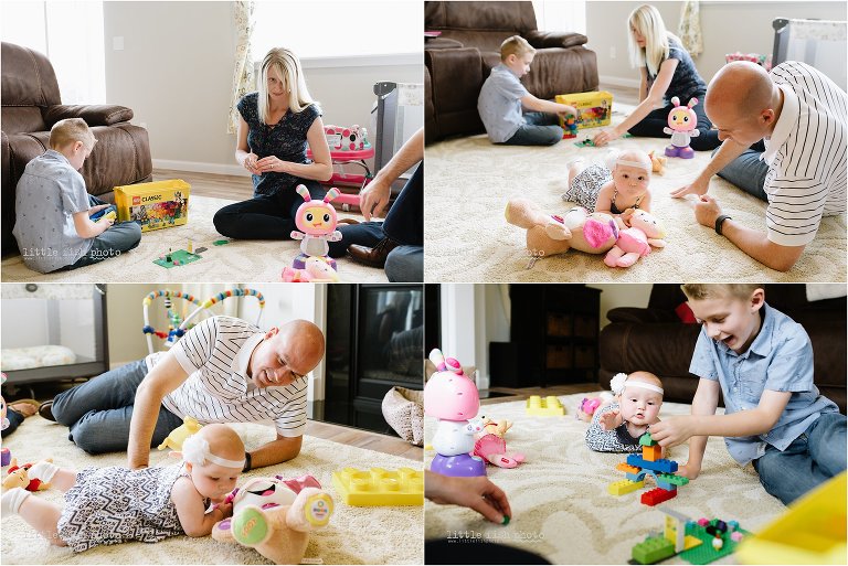family plays together in living room - Poulsbo Lifestyle Family Photographer