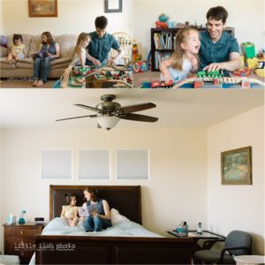 Parents read and play trains with daughters - Kitsap Lifestyle Photographer