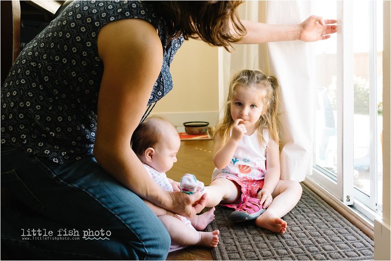 mother puts shoes on daughter - Leaving Home - Kitsap Lifestyle Photographer