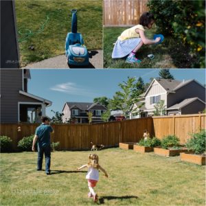 father and daughters in backyard - Kitsap Lifestyle Photographer
