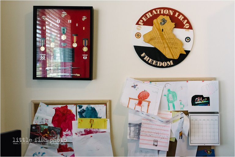 military memorabilia and kids drawings - Leaving Home - Kitsap Lifestyle Photographer
