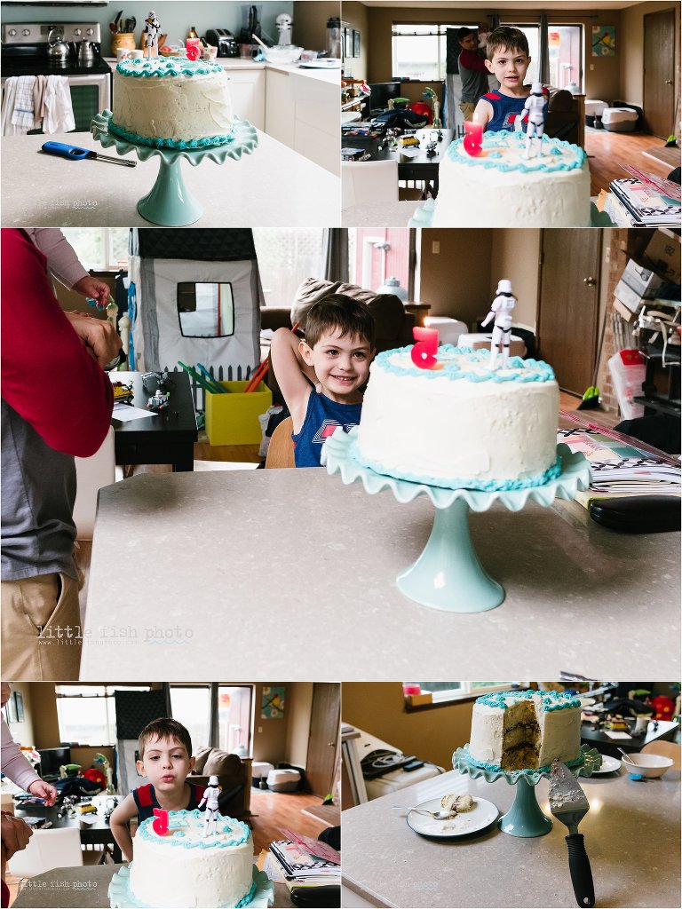boy blowing out candle on birthday cake