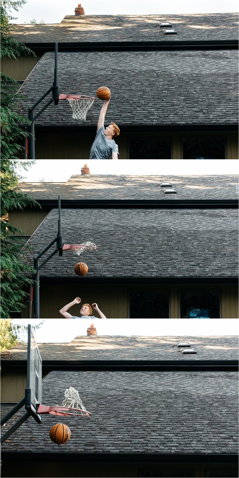 high school senior portraits - boy playing basketball