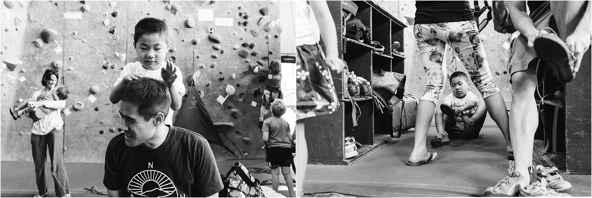 family prepares for rock climbing - Seattle Documentary Family Photographer