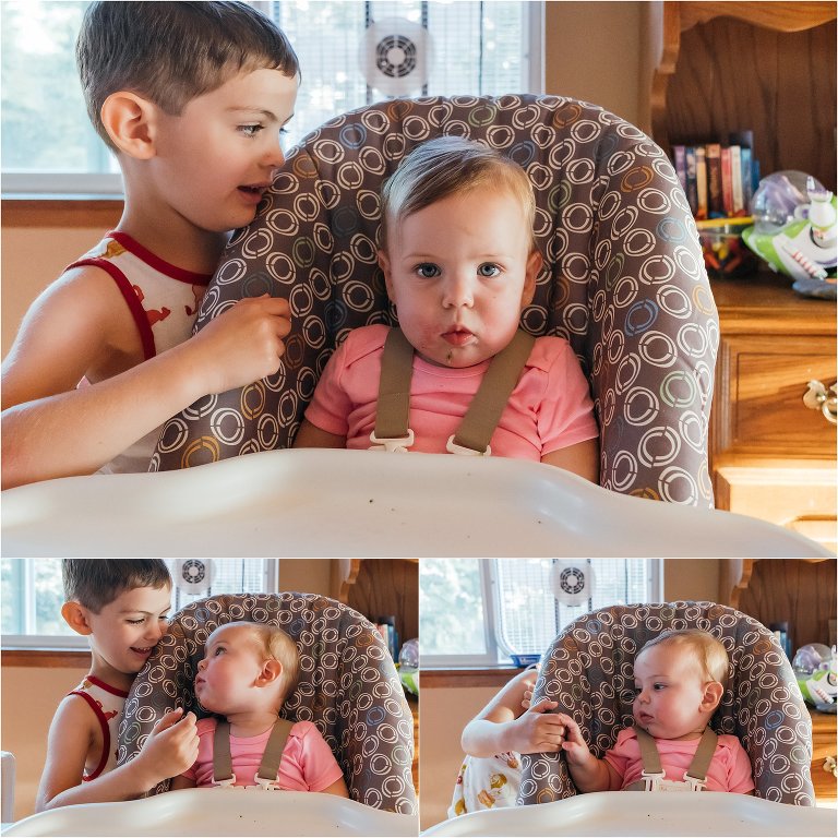 brother and sister at dinner - documentary family photography