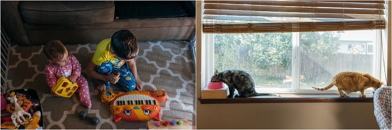 kids play on floor - documentary family photography