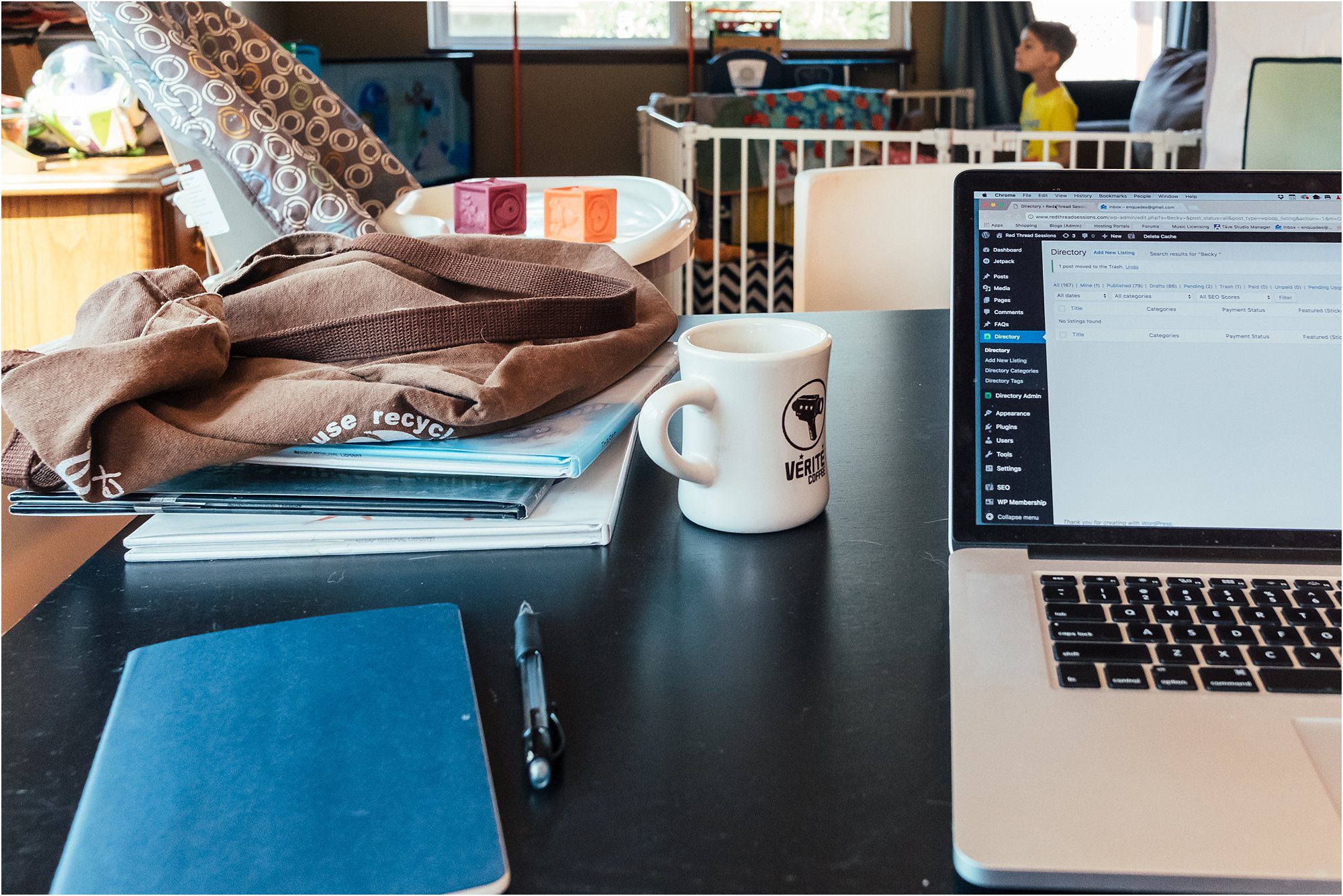 working from home - documentary family photography