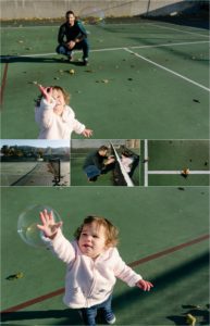 18 month old girl plays with bubbles - Kitsap Family Photographer