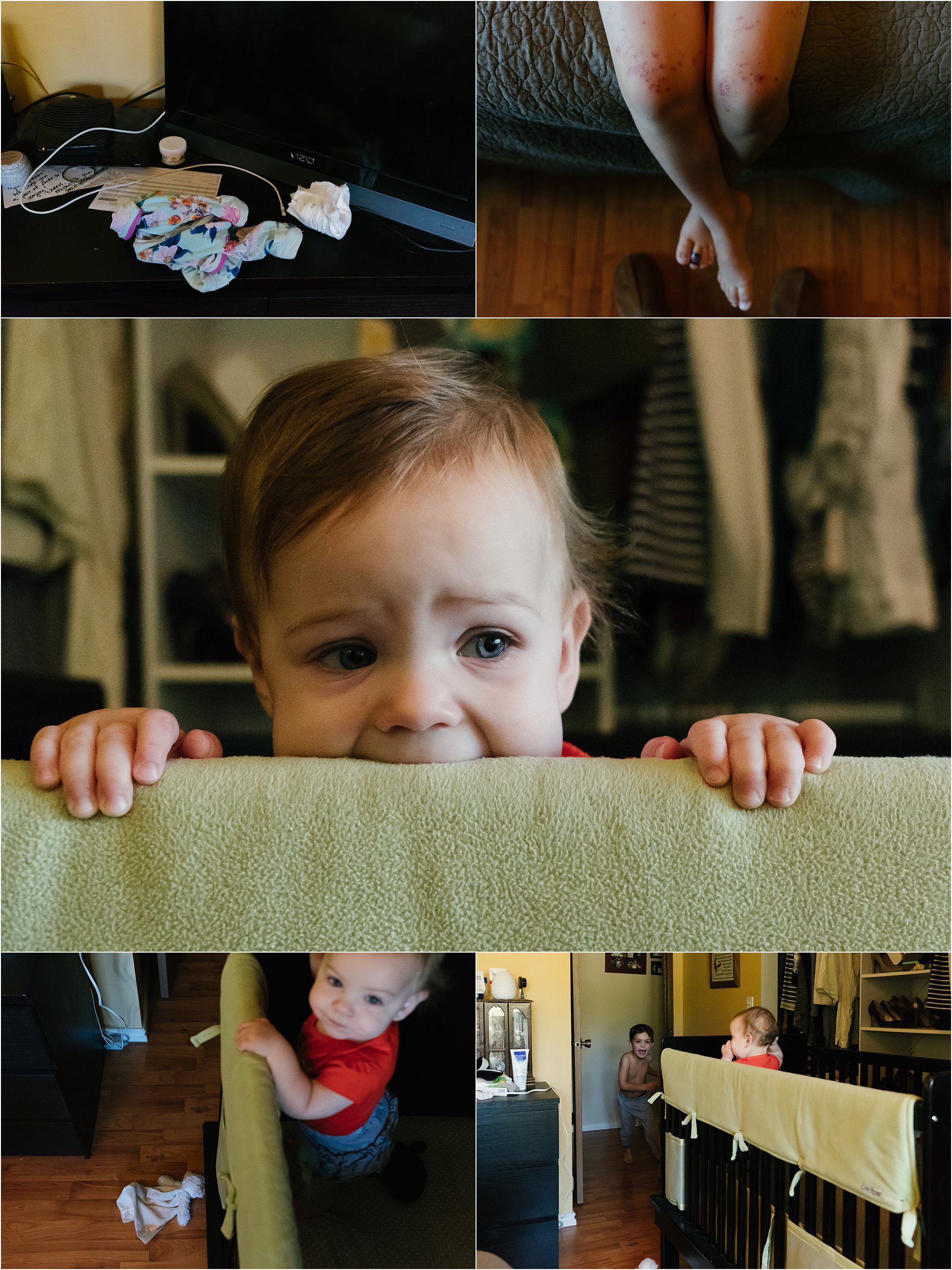baby chewing on crib rail