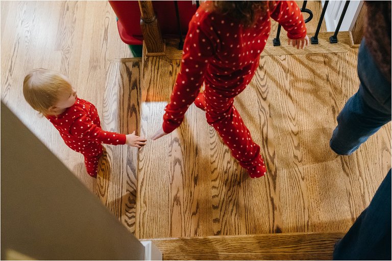 girls in red pajamas - Lifestyle Family Photography