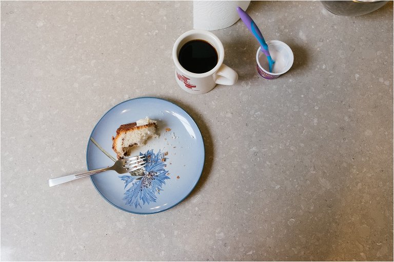 breakfast of coffee and coffee cake