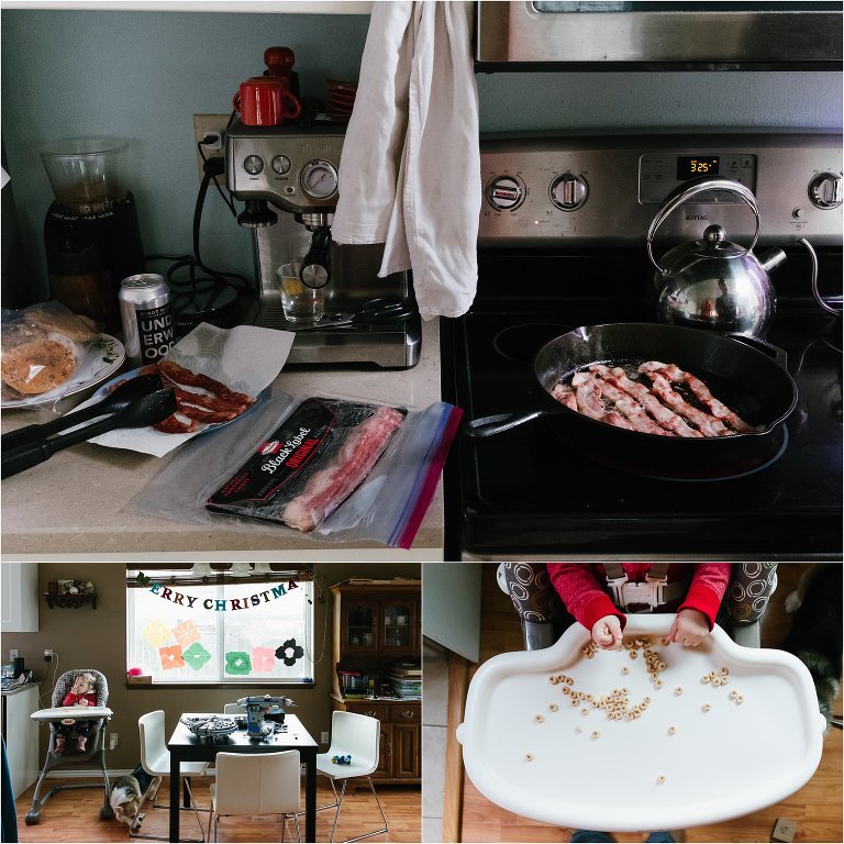 bacon cooking - documentary family photography