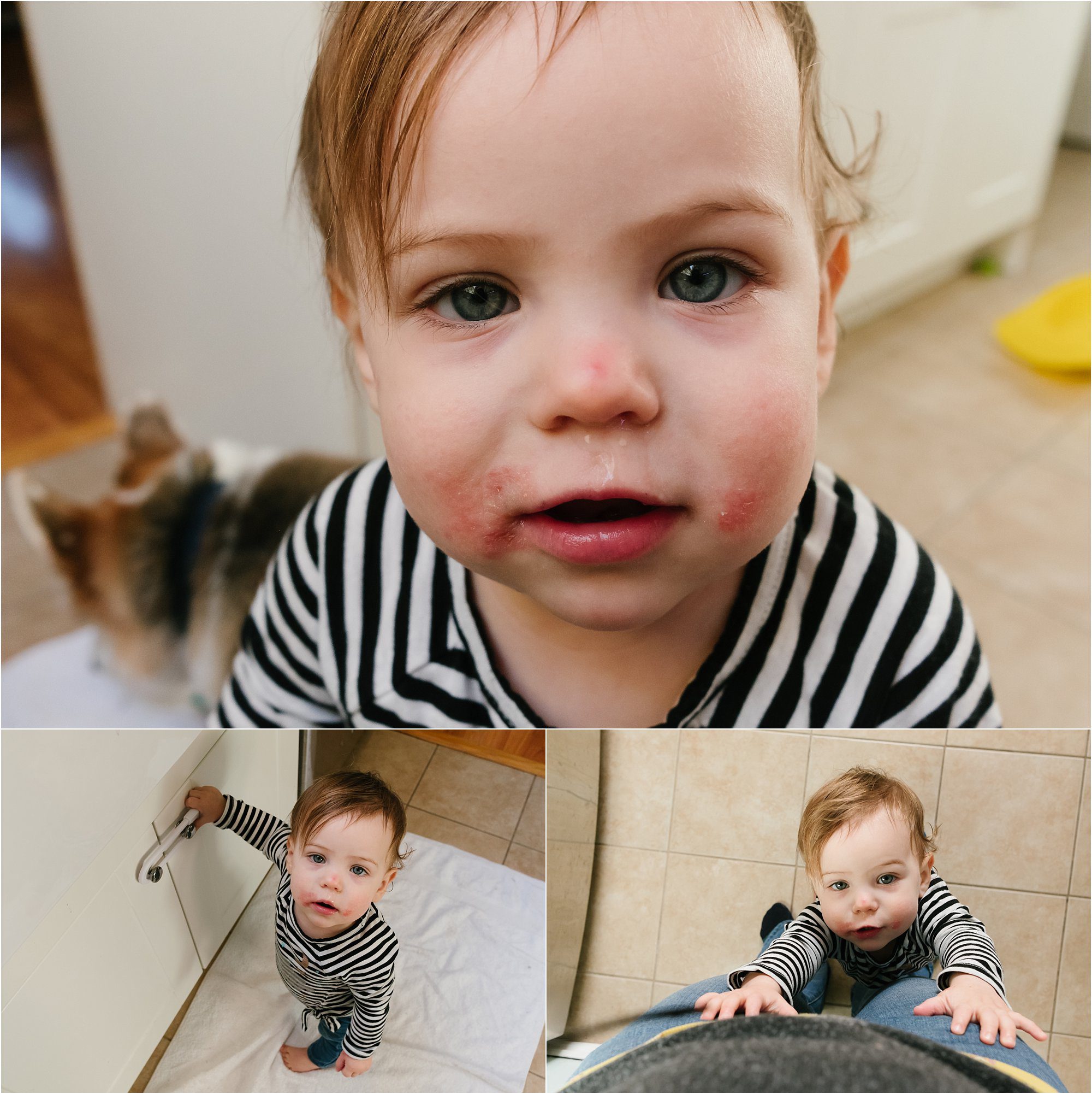 baby with runny nose - documentary family photography